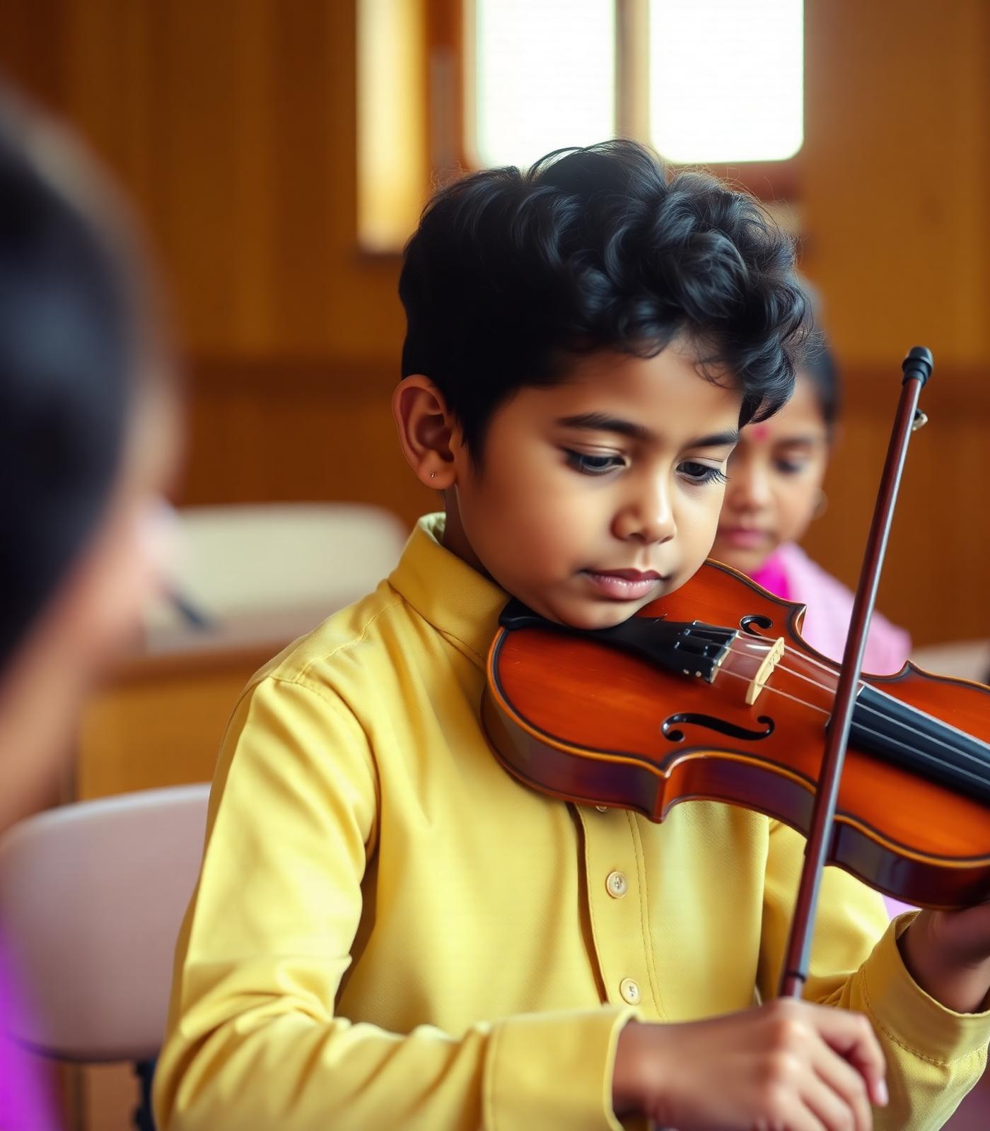 Young violin student